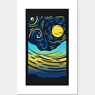 Starry Night over the Ocean Posters and Art